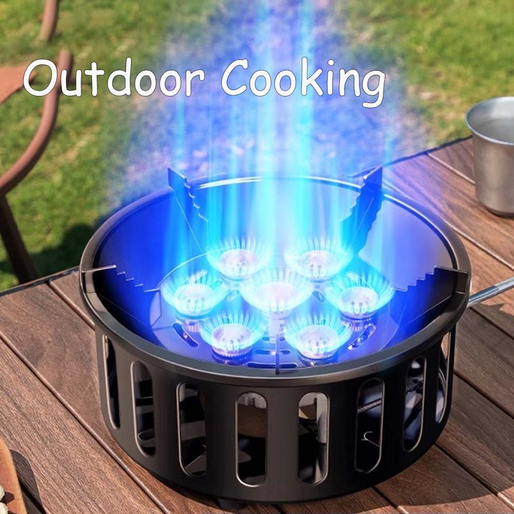 Camping Cooking Burner - 21000 ワット 7 コアキャンプストーブハイパワー強力な火災ポータブル観光ガスバーナー防風電子点火キャンプ用品