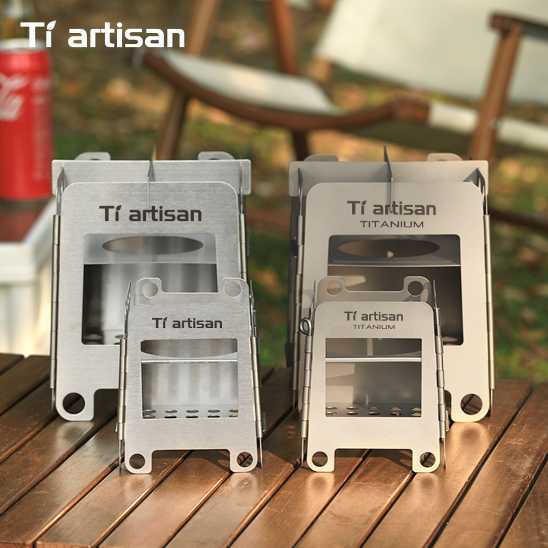 Camping Cooking Burner - Tiartisan ステンレス鋼キャンプストーブ ミニポータブルマルチ燃料ストーブ 屋外折りたたみ式コンパクトウッドバーナー 収納バッグ付き