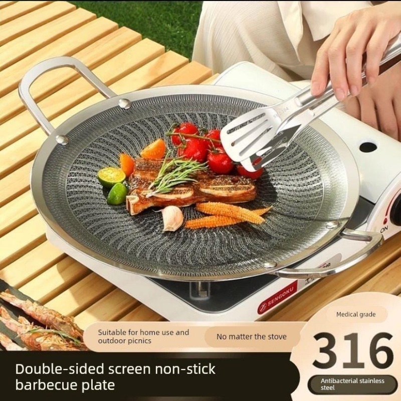 Camping Cooking Kitchen - 316ステンレス鋼多機能調理BBQグリルパン、キャンプ、家庭用キッチン、ガスコンロ対応、IH調理器対応