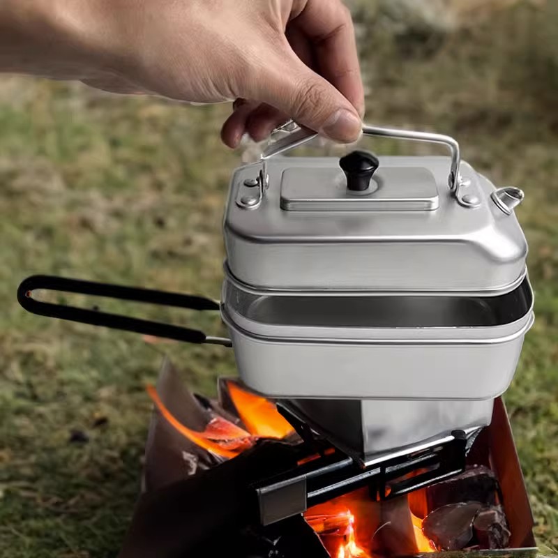 Camping Cooking Pot Set - 超軽量ポータブルピクニックケトル、キャンプティーポット、コーヒーポット、汚れ、屋外調理、釣り、ハイキングキャンプ、キッチン、観光、ケトル