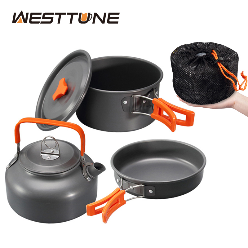 Camping Hiking Cooking - WESTTUNE キャンプ調理器具キット アルミ アウトドア ポータブル クッキングセット
