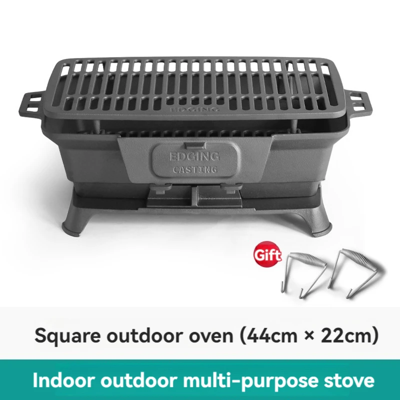 Camping Cooking Cast Iron - 無塗装バーベキュー炭火コンロ、バーベキュー炭火オーブン、鋳鉄製バーベキューラック、アウトドアキャンプ、料理、お茶、ピクニックの主催