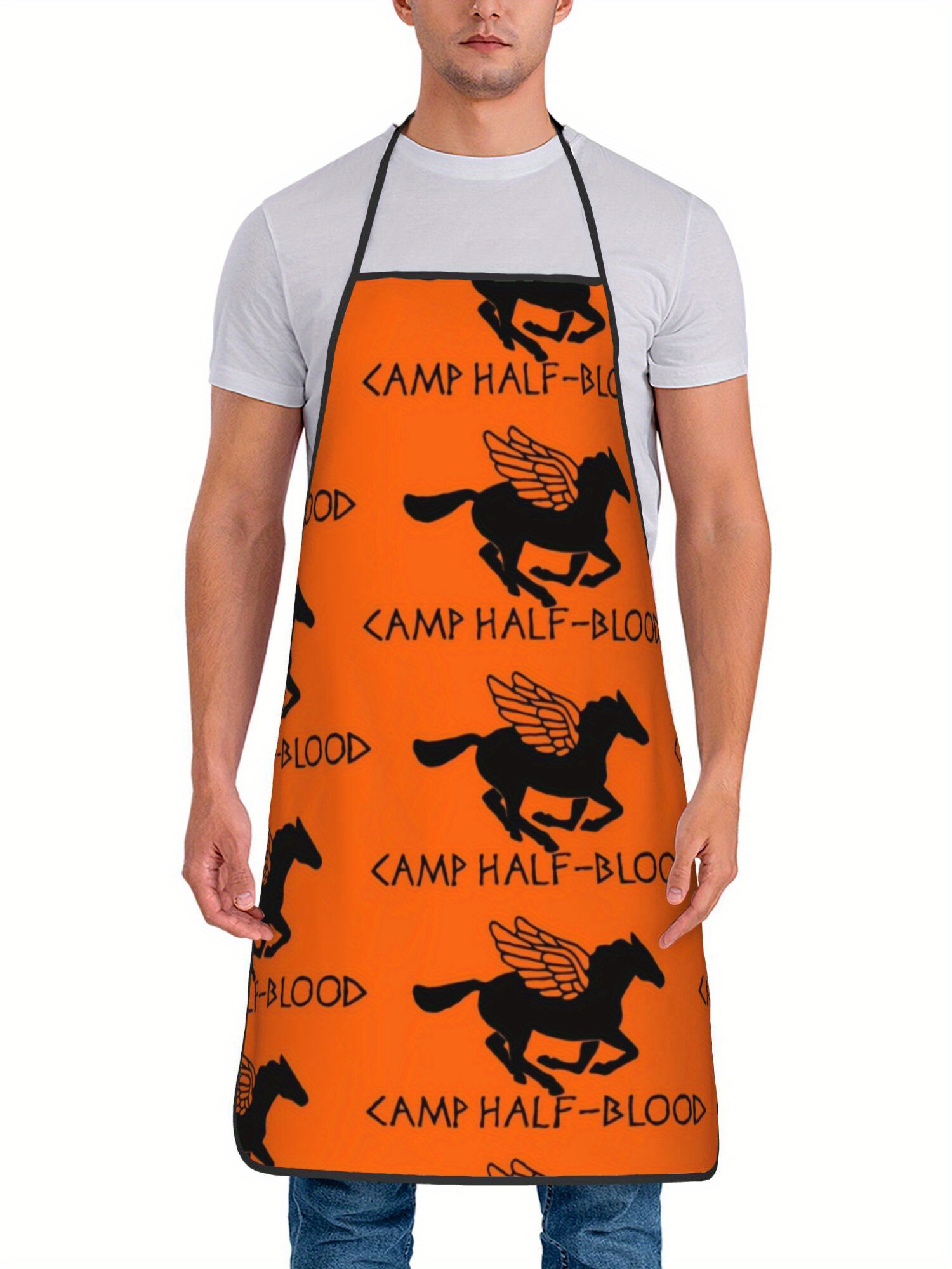 Camping Cooking Gifts - クラシックハーフブラッドキャンプペガサステキストシルエットアートプリント耐油エプロン男性女性用調理バーベキューベイカーブックサプライズギフト