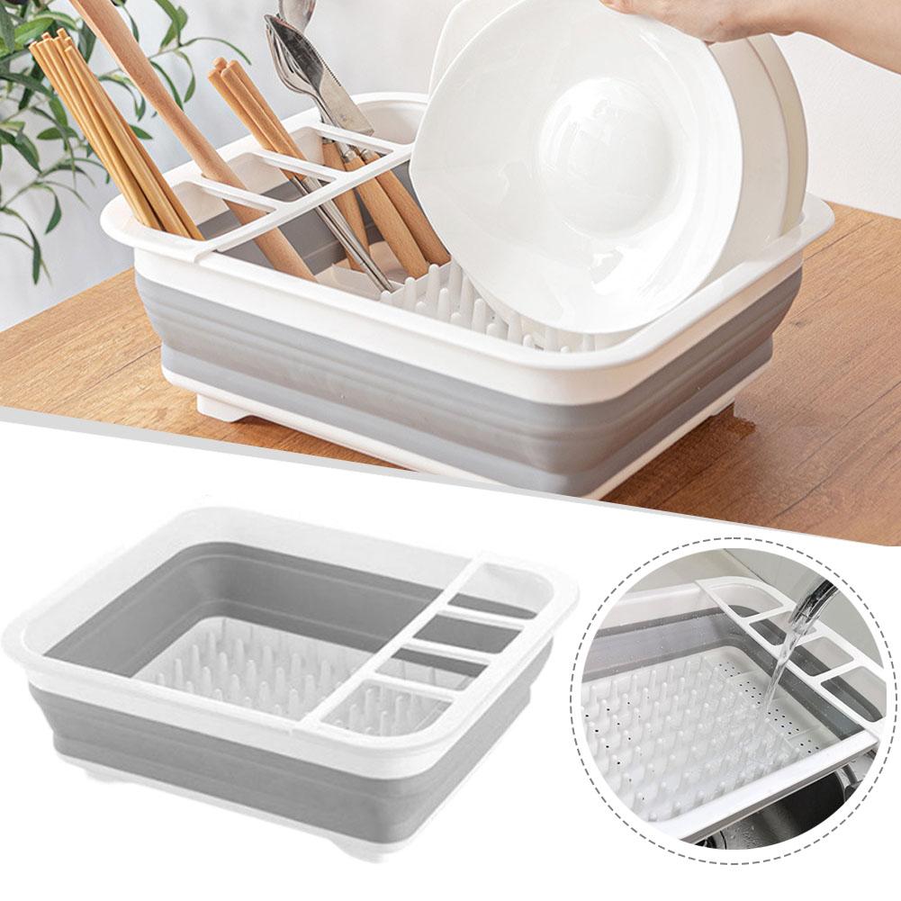 Camping Cooking Dishes - 折りたたみ式食器乾燥ラック、食器整理棚、シンク乾燥ラック、ポータブル排水収納ボックス、キッチン、RV、キャンプ用トレイ