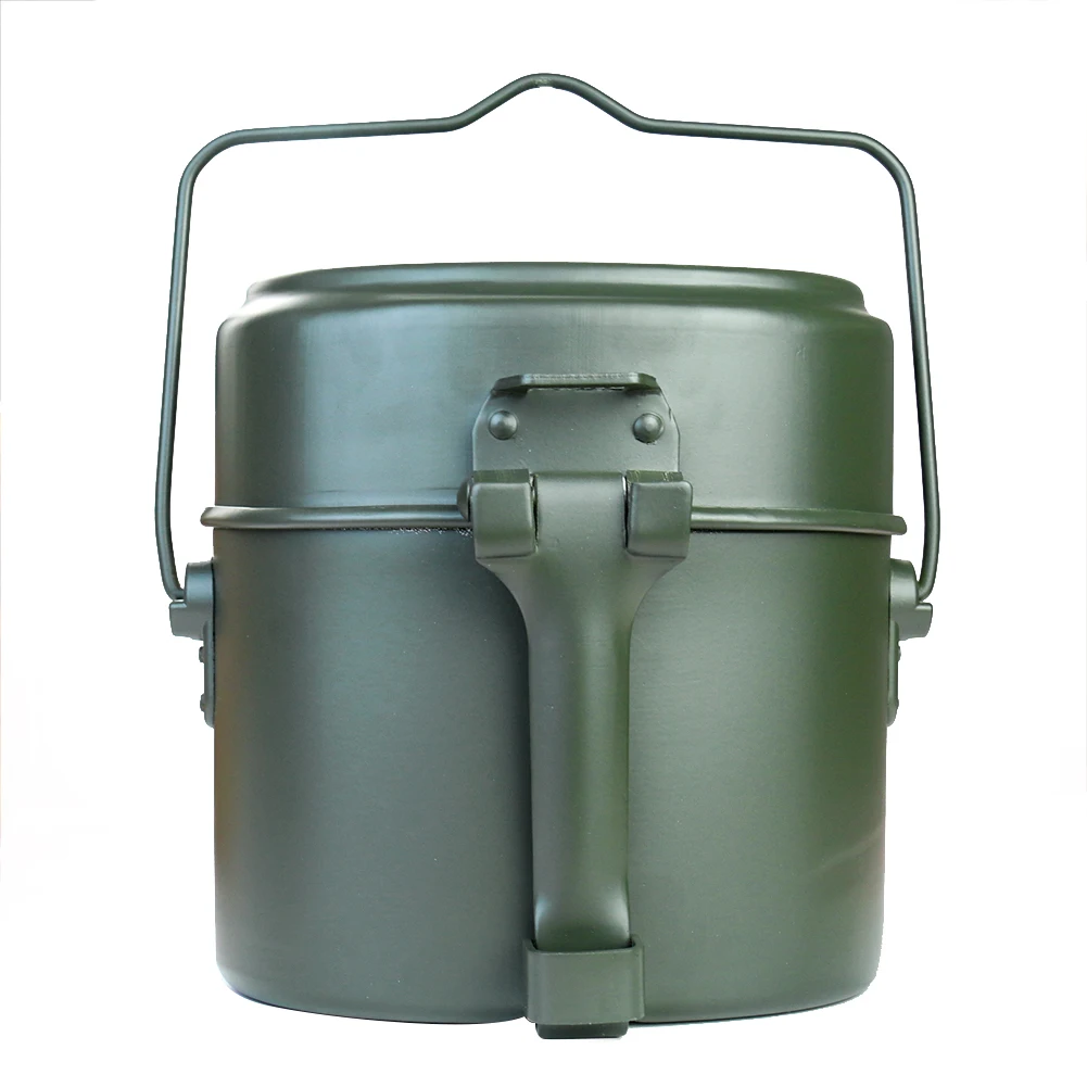 Camping Cooking Pot Set - ポータブル合金ポットとボウルランチボックスセット軽量耐久性のあるキャンプキッチンアウトドアクッキングピクニックハイキング軍用食器