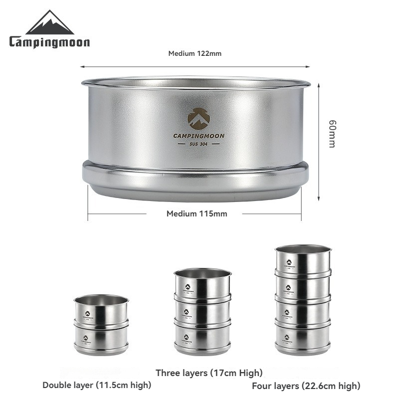 Camping Cooking Dishes - CAMPINGMOON Portatle アウトドア キャンプやピクニック ステンレススチール 蒸しパン