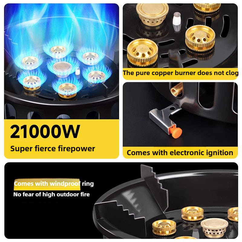 21000 ワット 7 コアキャンプストーブハイパワー強力な - Camping Cooking Burner のレビューと価格