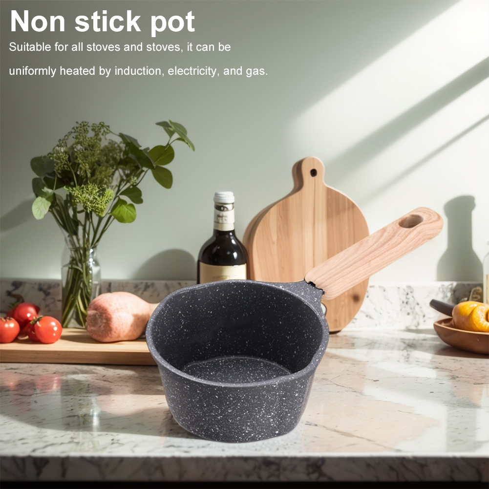 ミニボイリングパン木製ハンドルバターウォーマー小型ソースパン - Camping Cooking Frying Pan のレビューと価格