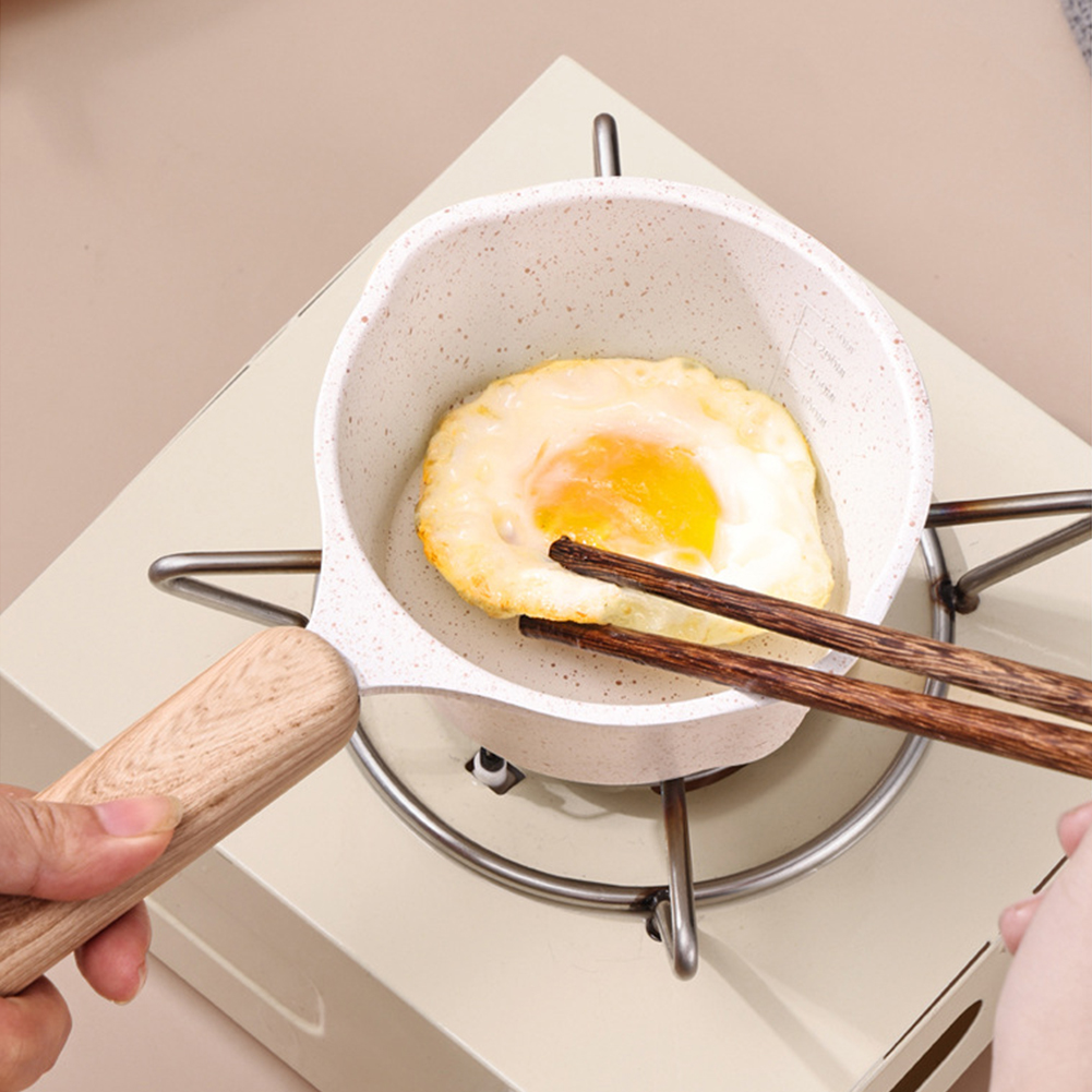 ミニボイリングパン木製ハンドルバターウォーマー小型ソースパン - Camping Cooking Frying Pan のレビューと価格