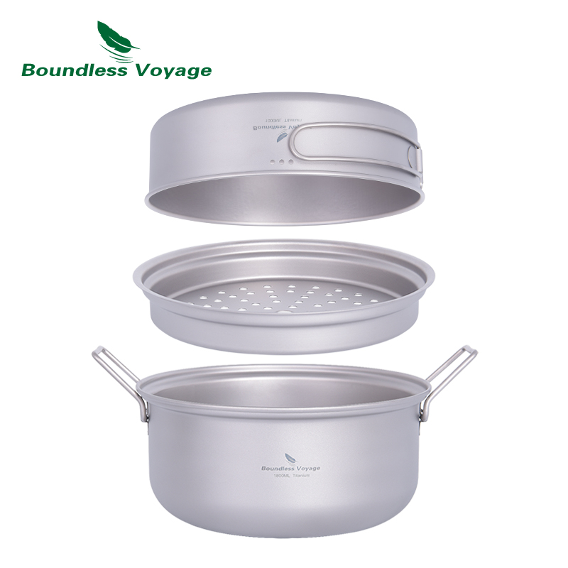 Boundless Voyage チタン蒸し器ストックポット - Camping Cooking Frying Pan のレビューと価格