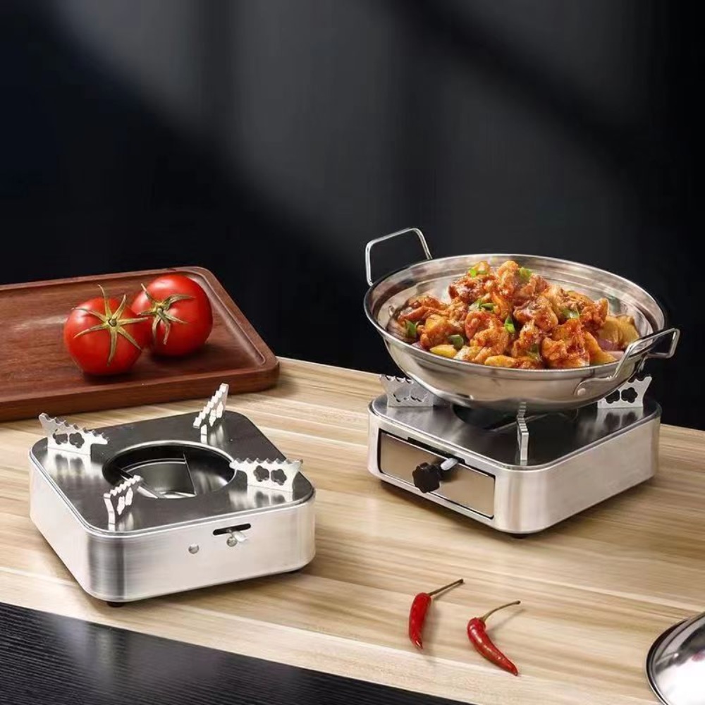 ポータブル正方形ステンレス鋼アルコールストーブ引き出し式シル - Camping Cooking Burner のレビューと価格