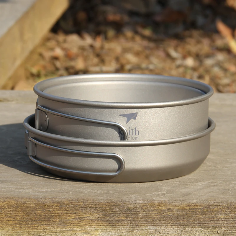 キース 3 個チタン調理器具パンボウルセット折りたたみハンド - Camping Cooking Kitchen のレビューと価格