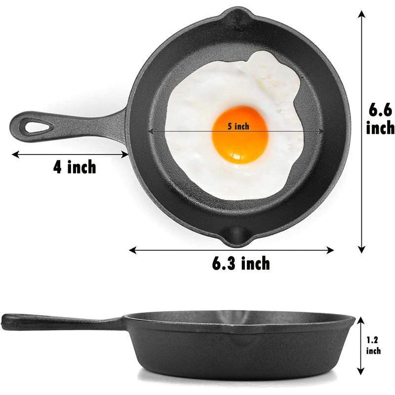 6インチ鋳鉄製スキレット、ドリップスパウト付きフライパン、プ - Camping Cooking Frying Pan のレビューと価格