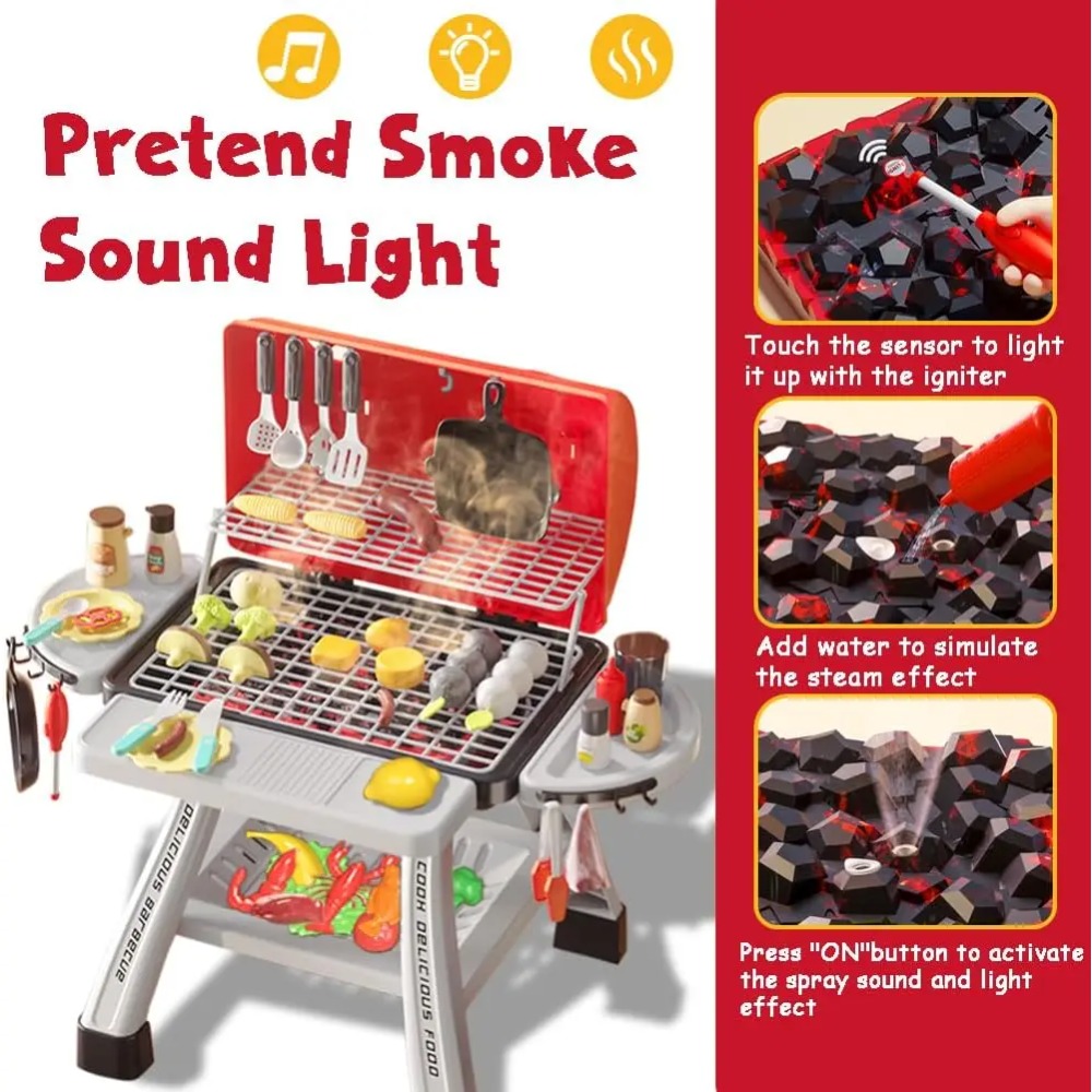 バーベキューグリルおもちゃセット子供用バーベキューごっこ遊び - Camping Cooking Gifts のレビューと価格