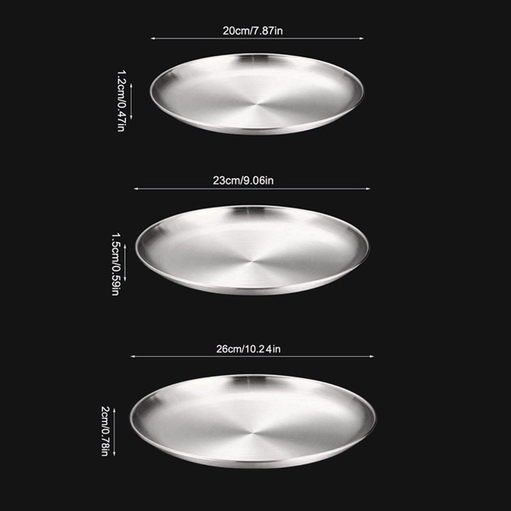 8 個金属ダイニング皿ステンレス鋼ラウンドプレート浅いトレイ - Camping Cooking Dishes のレビューと価格