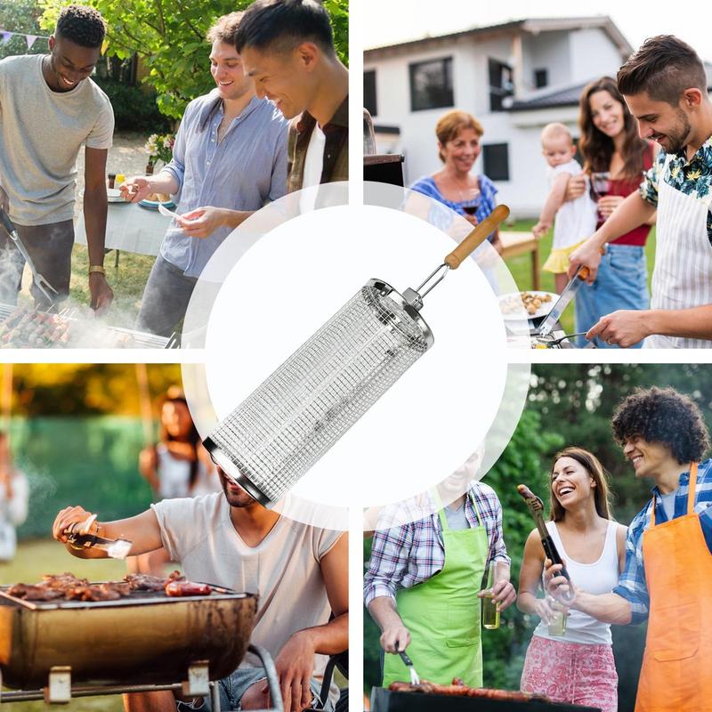 1pc ステンレス鋼回転バーベキューケージシリンダーケージ調 - Camping Cooking Gifts のレビューと価格