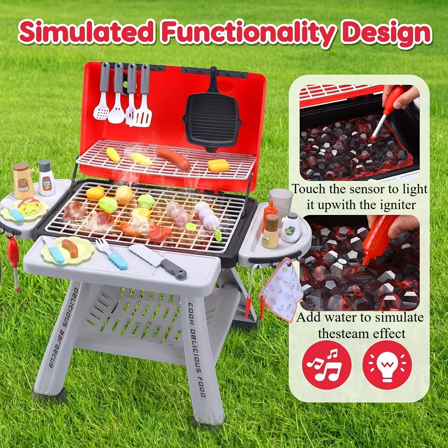 バーベキューグリルおもちゃセット子供用バーベキューごっこ遊び - Camping Cooking Gifts のレビューと価格