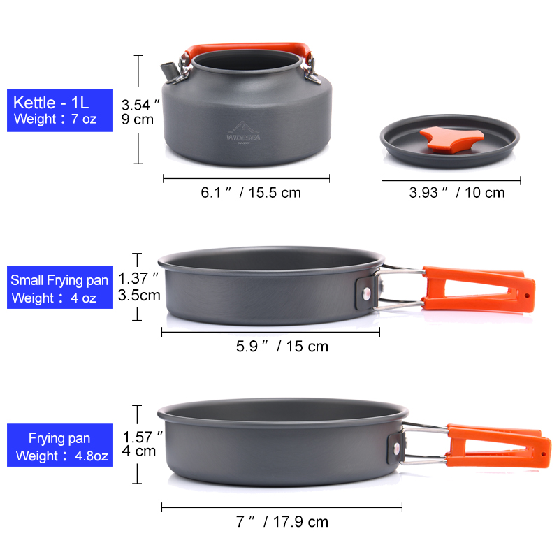 幅の屋外キャンプ調理器具セット、食器、調理カトラリー、調理器 - Camping Cooking Pot Set のレビューと価格