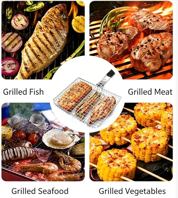 グリルバスケット 大型 ポータブル 折りたたみ式 BBQ キ - Camping Cooking Gifts のレビューと価格