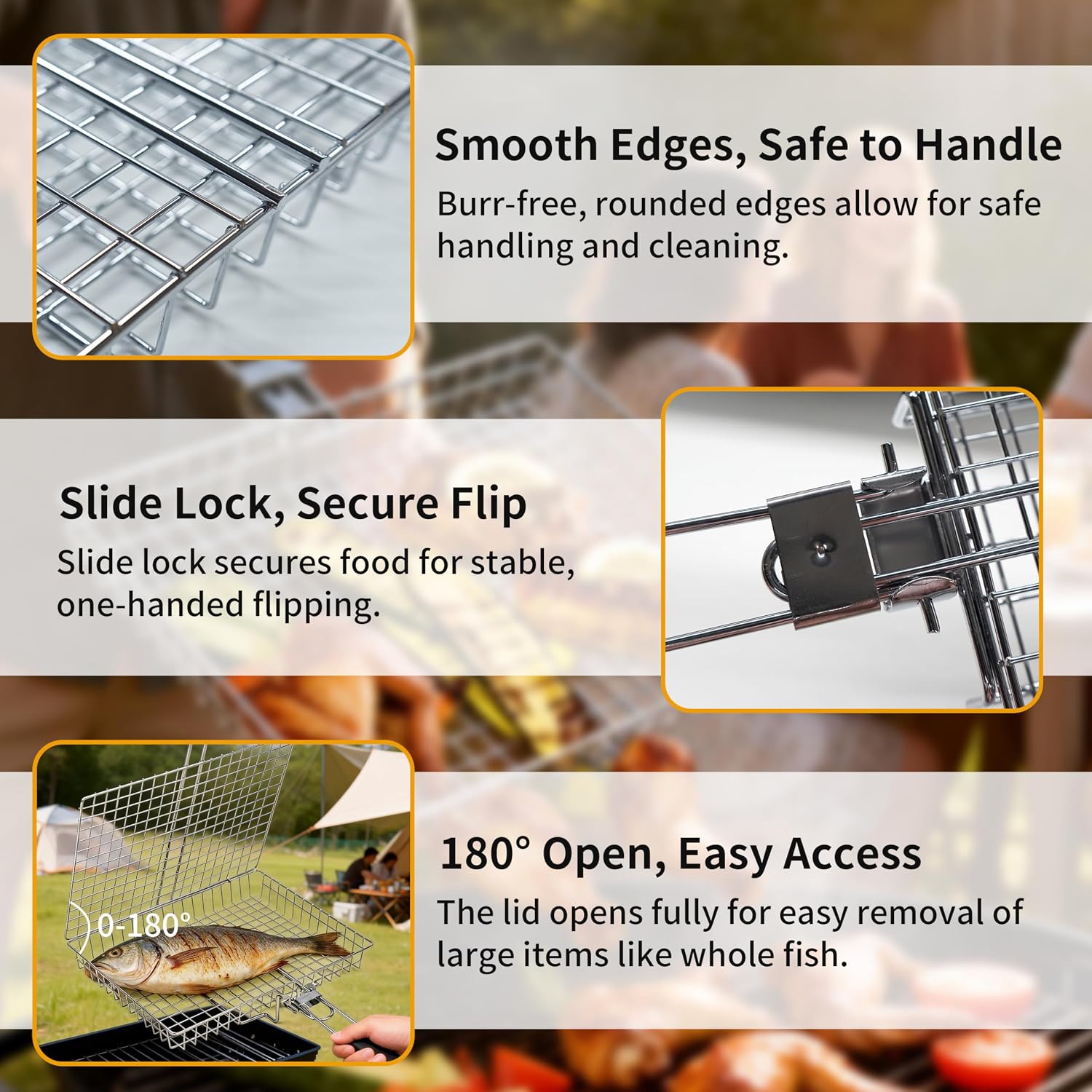 グリルバスケット 大型 ポータブル 折りたたみ式 BBQ キ - Camping Cooking Gifts のレビューと価格
