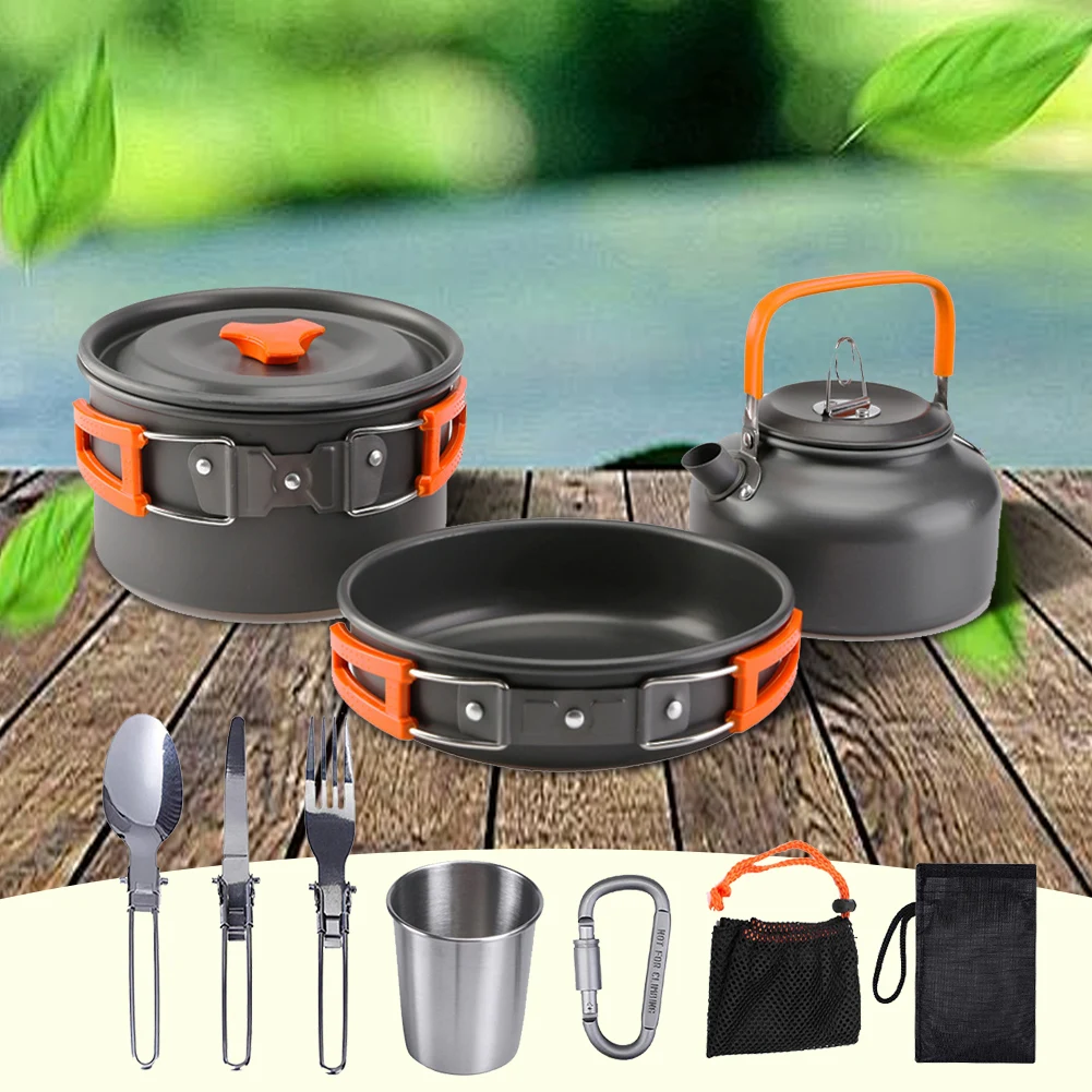 キャンプ調理器具キット ケトル ポット パン クックセット  - Camping Hiking Cooking のレビューと価格