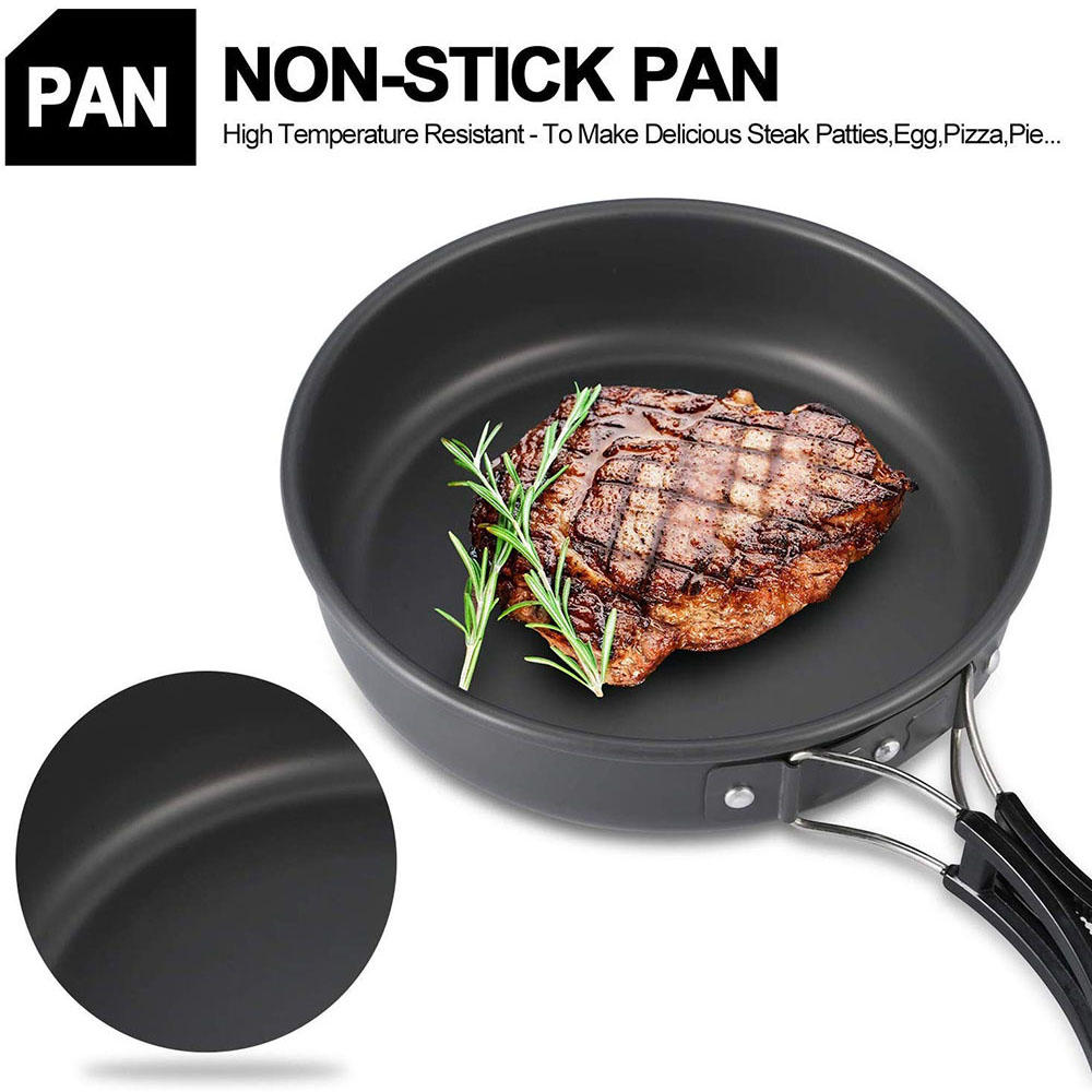 アルミ合金製のアウトドアキャンプ用調理器具セット、鍋にこびり - Camping Cooking Pot Set のレビューと価格