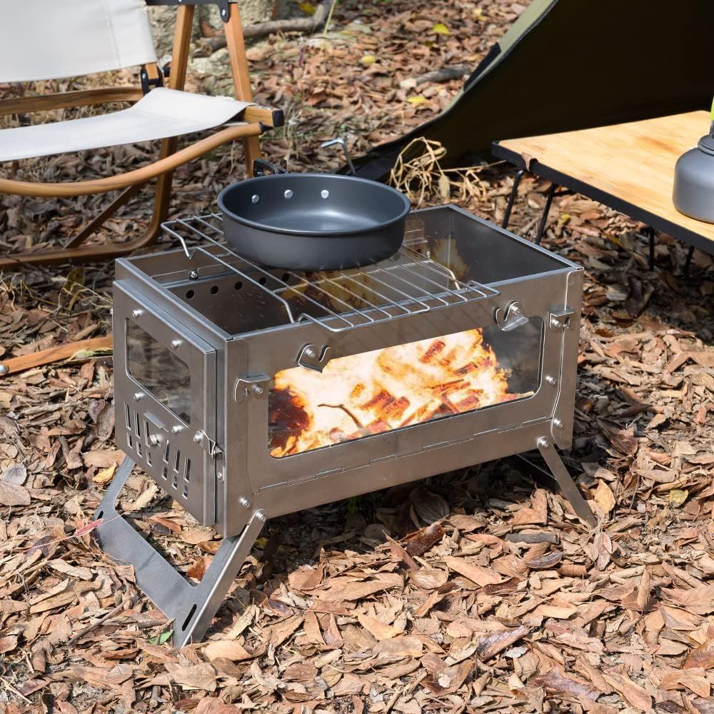 ステンレス製ポータブルテントストーブ 折りたたみ式 サイドガ - Camping Cooking Cast Iron のレビューと価格