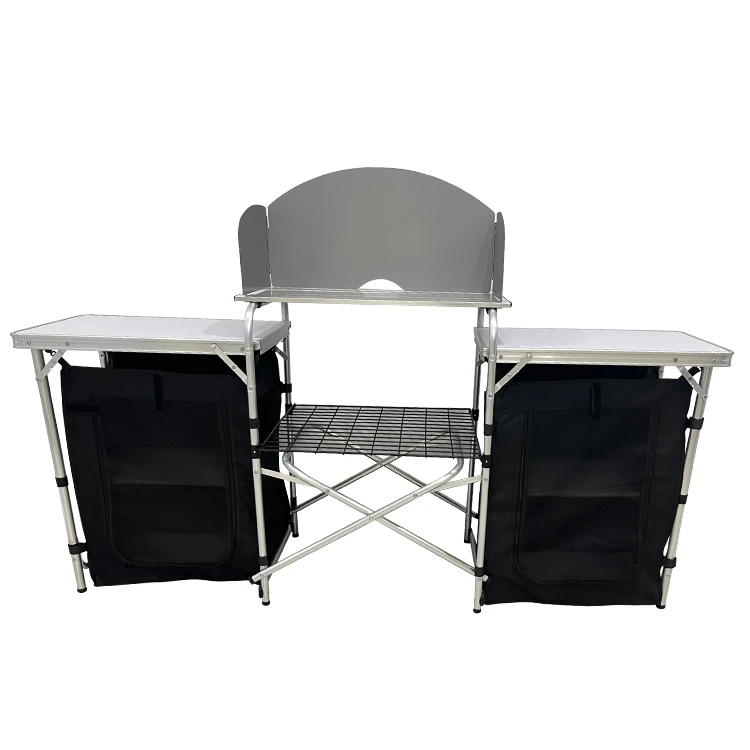 屋外キャンプ用アルミ製ポータブルキッチン折りたたみ式調理台 - Camping Cooking Kitchen のレビューと価格