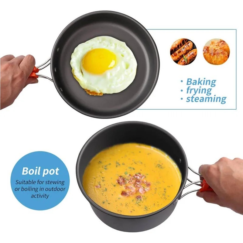 キャンプクッキングセット キャンプ調理器具 旅行用食器 アウ - Camping Cooking Pot Set のレビューと価格
